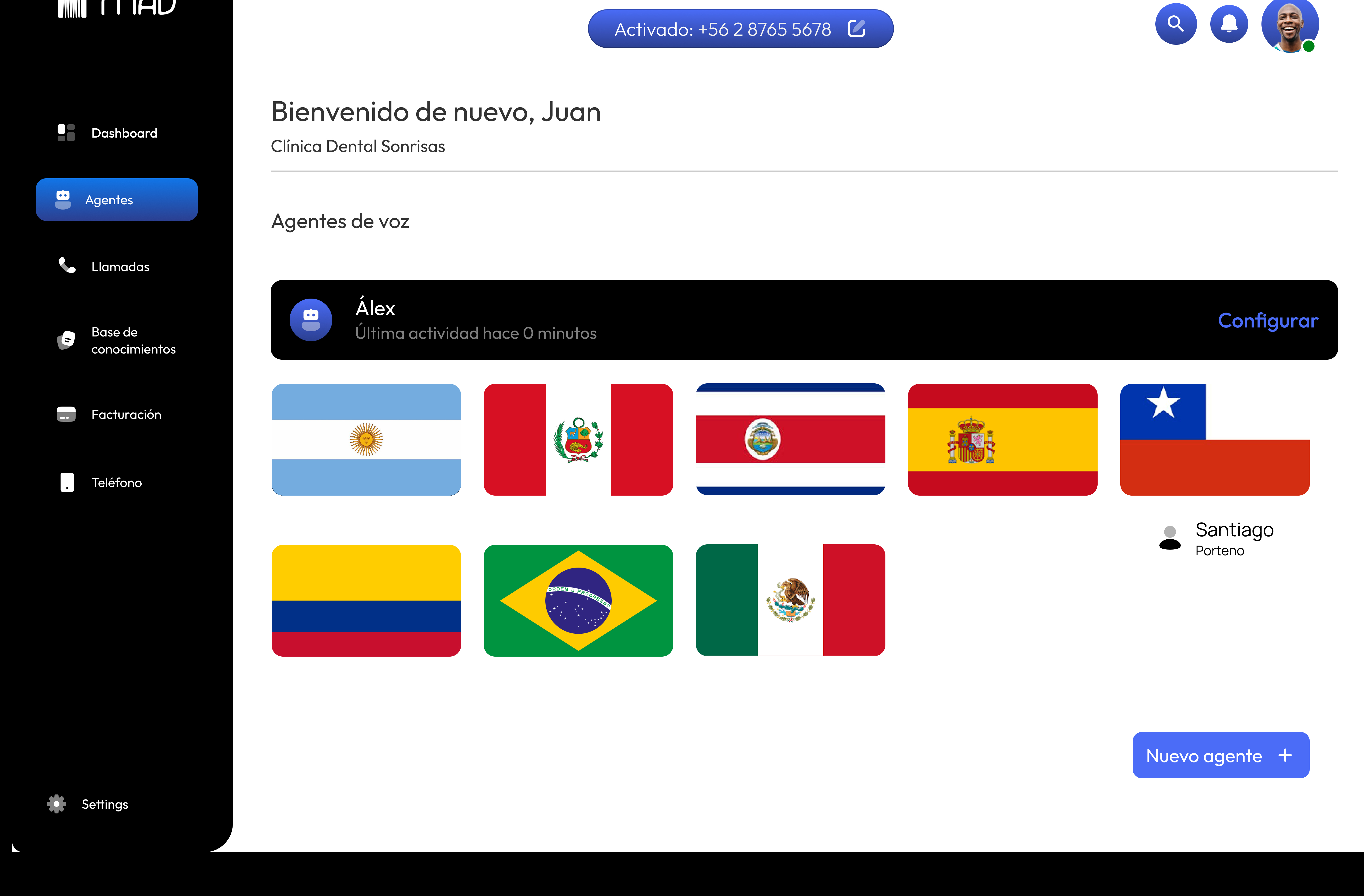 Dashboard con voces personalizadas